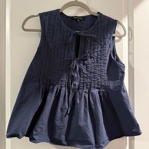 Sophia & Rob Navy Pleated Sleeveless Blouse